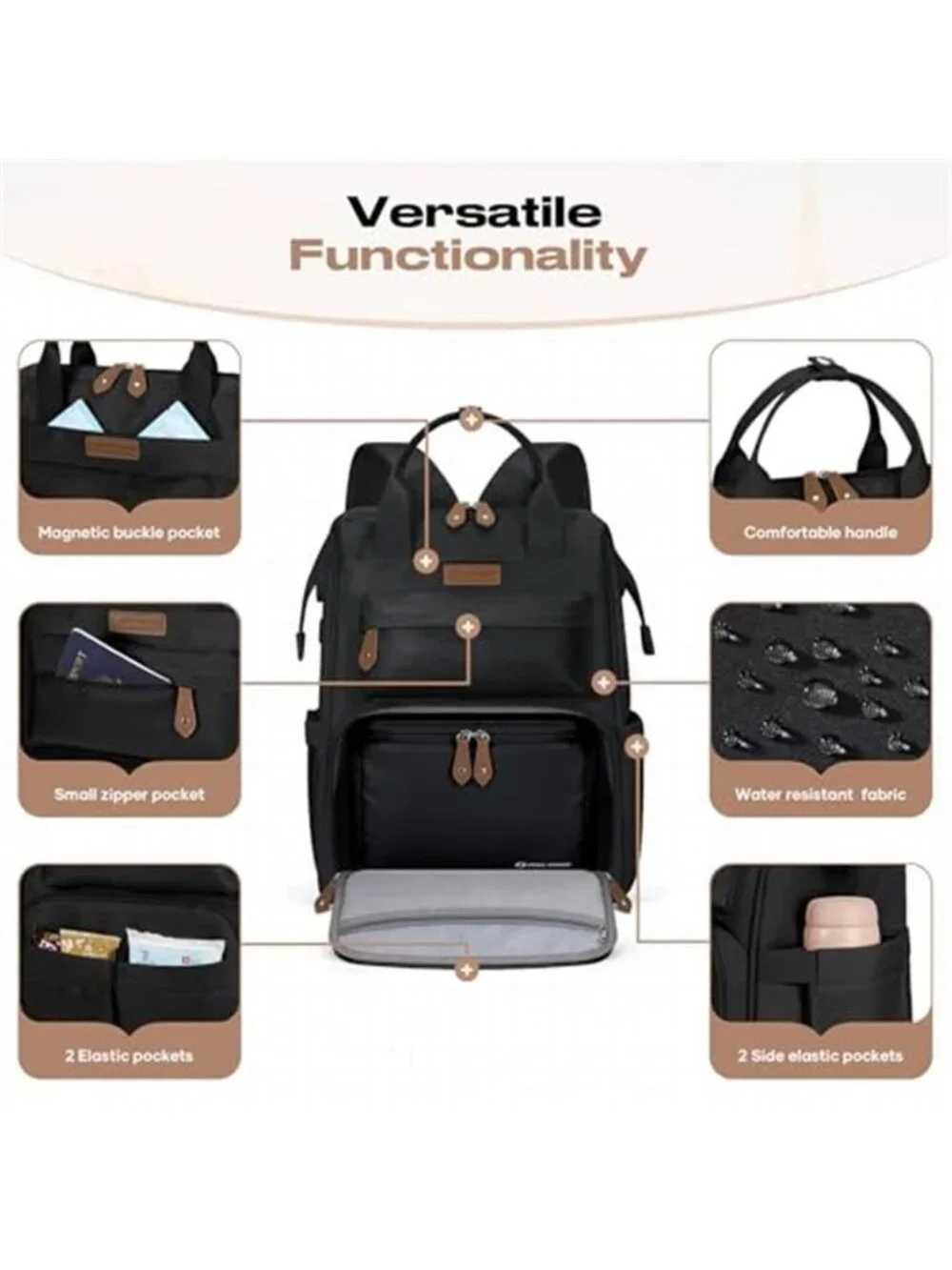 Travel Backpack Laptop 17 Inch Nurse Work Bag Insulated Lunch Box USB Charging